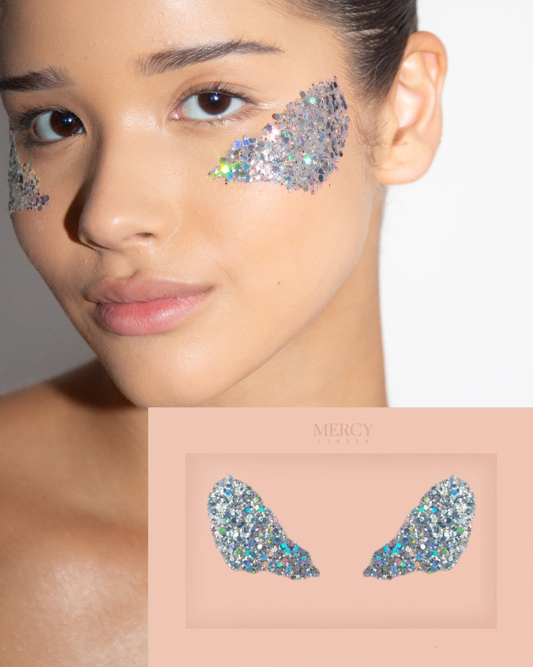 Glitter Cheeks Sticker in Silver Holographic