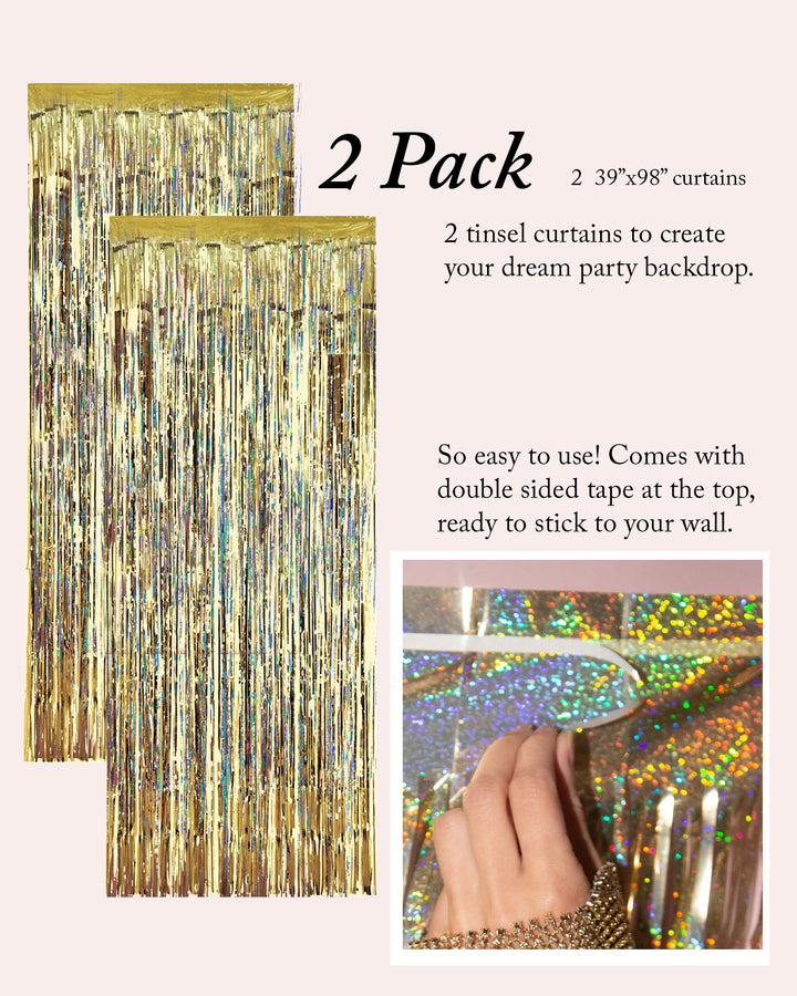 Tinsel Curtain in Gold Holographic