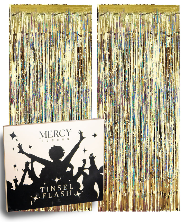 Tinsel Curtain in Gold Holographic