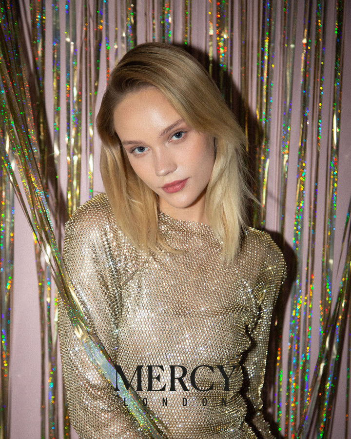 Tinsel Curtain in Gold Holographic