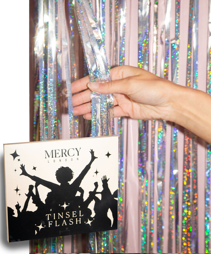 Tinsel Curtain in Silver Holographic
