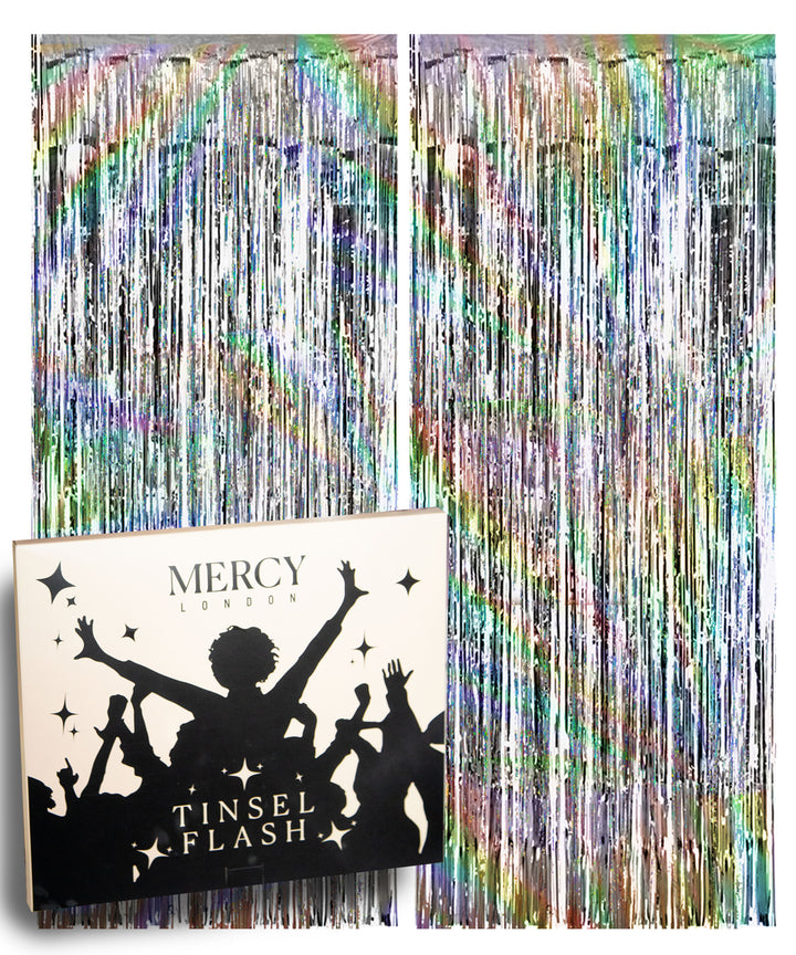 Tinsel Curtain in Silver Holographic
