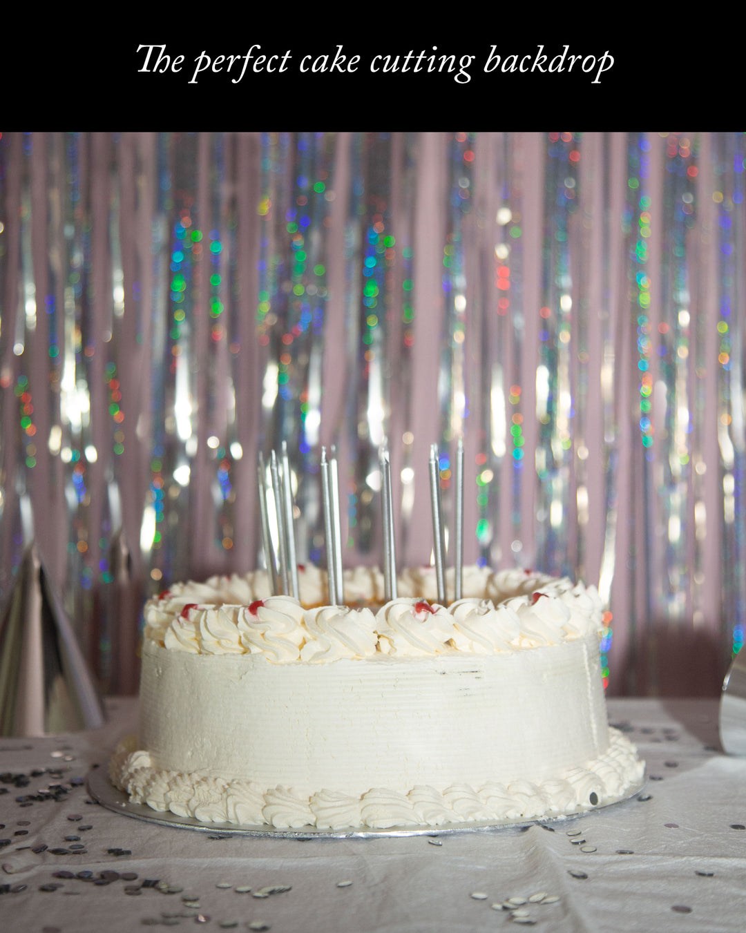 Tinsel Curtain in Silver Holographic