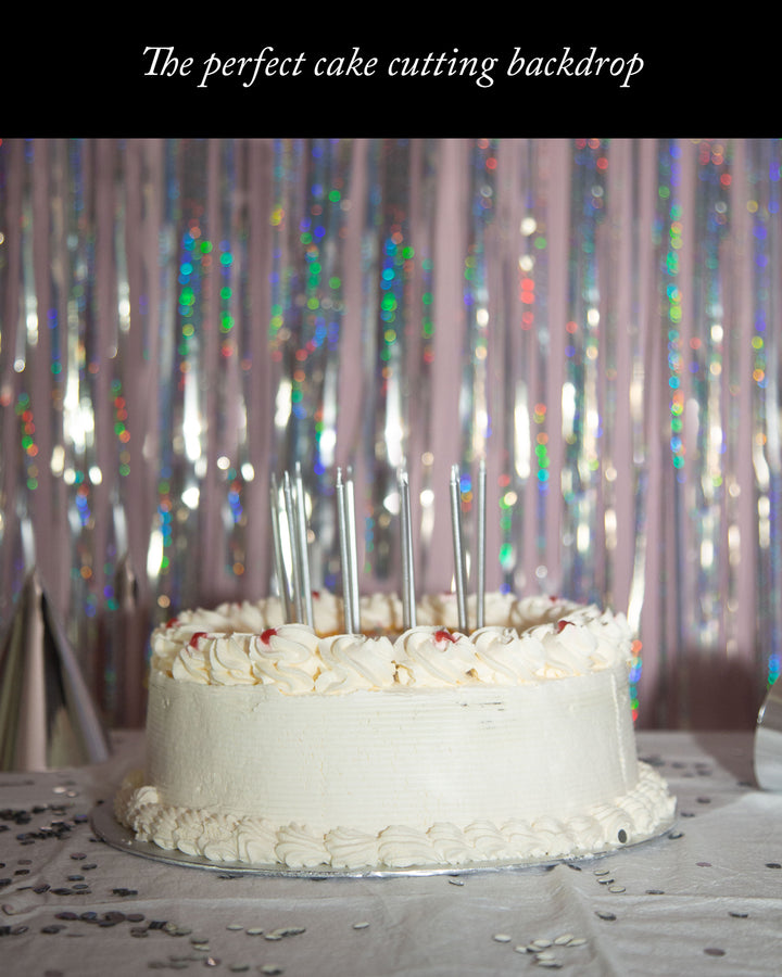 Tinsel Curtain in Silver Holographic